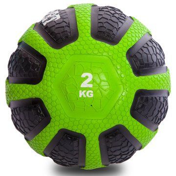 Медбол мяч медицинский Medicine Ball Zelart FI-0898-2 2кг черный-зеленый FI-0898-2 фото