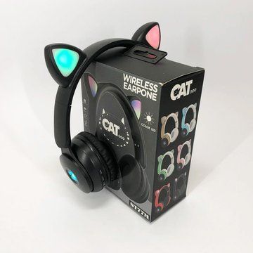 Беспроводные наушники ST77 LED со светящимися кошачьими ушками. Цвет: черный ws38716 фото