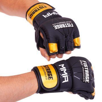 Перчатки для смешанных единоборств MMA FISTRAGE VL-4300 S-XL черный-золотой L VL-4300 фото