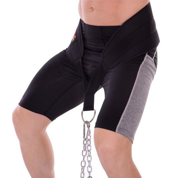 Пояс атлетический для отягощения текстильный с цепью и карабином VALEO Dipping Belt TA-4422 спинка-17см черный TA-4422 фото