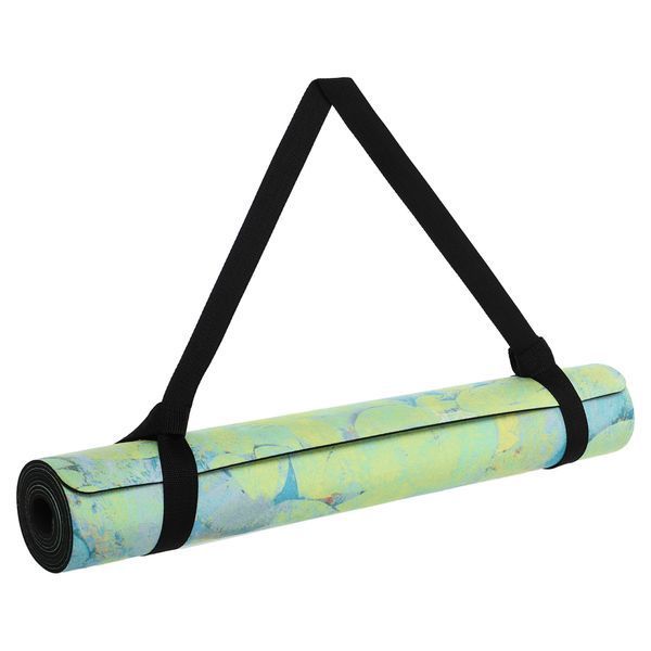 Килимок для йоги Замшевий каучуковий двошаровий Record FI-5662-34 розмір 183x61x0,3см з принтом Білий Лотос зелений FI-5662-34 фото