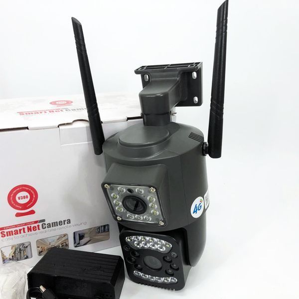 Вулична IP камера 4G/Wi-Fi з двома лінзами SC03 V380pro 4 Mп, Відеокамера з цифровим зумом та мікрофоном ws29254 фото