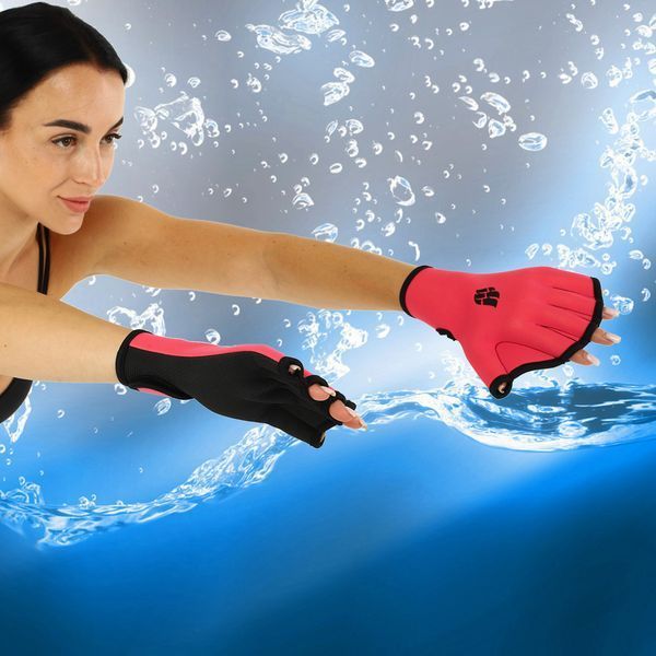 Акваперчатки для аквафитнеса Aquafitness gloves MadWave M074603 S-L розовый-черный M074603 фото
