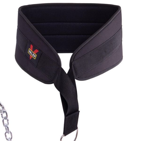 Пояс атлетический для отягощения текстильный с цепью и карабином VALEO Dipping Belt TA-4422 спинка-17см черный TA-4422 фото