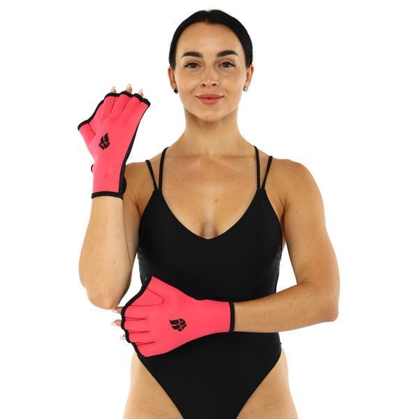 Акваперчатки для аквафитнеса Aquafitness gloves MadWave M074603 S-L розовый-черный M074603 фото