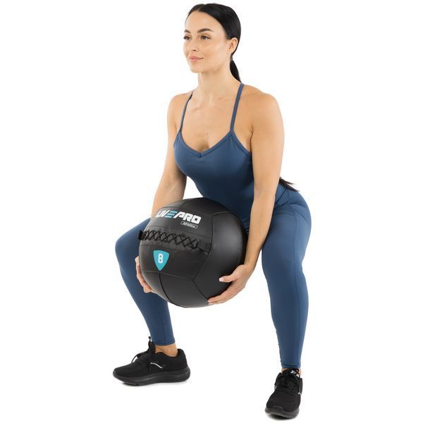 Мяч набивной медицинский для кроссфита WALL BALL LiveUp LP8103-8 8кг черный LP8103-8 фото