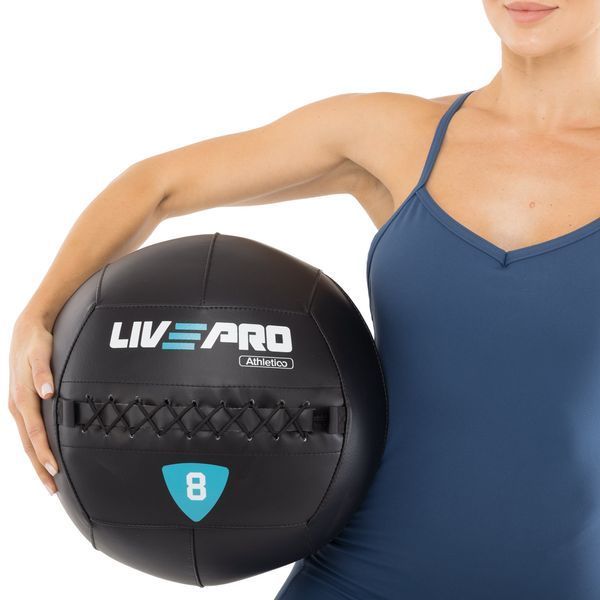 Мяч набивной медицинский для кроссфита WALL BALL LiveUp LP8103-8 8кг черный LP8103-8 фото
