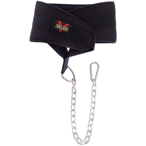 Пояс атлетический для отягощения текстильный с цепью и карабином VALEO Dipping Belt TA-4422 спинка-17см черный TA-4422 фото