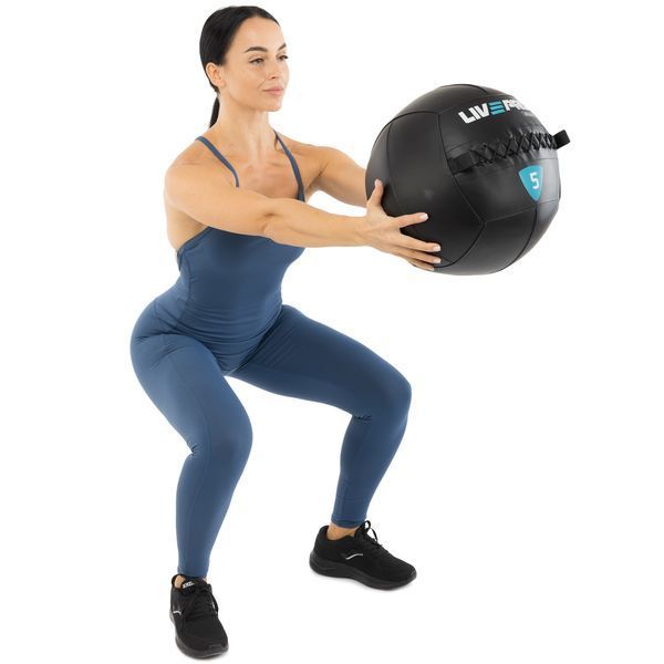 Мяч набивной медицинский для кроссфита WALL BALL LiveUp LP8103-5 5кг черный LP8103-5 фото