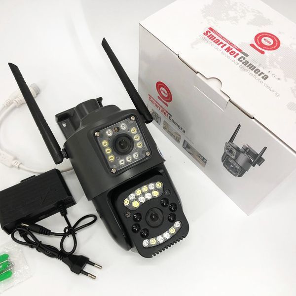 Вулична IP камера 4G/Wi-Fi з двома лінзами SC03 V380pro 4 Mп, Відеокамера з цифровим зумом та мікрофоном ws29254 фото