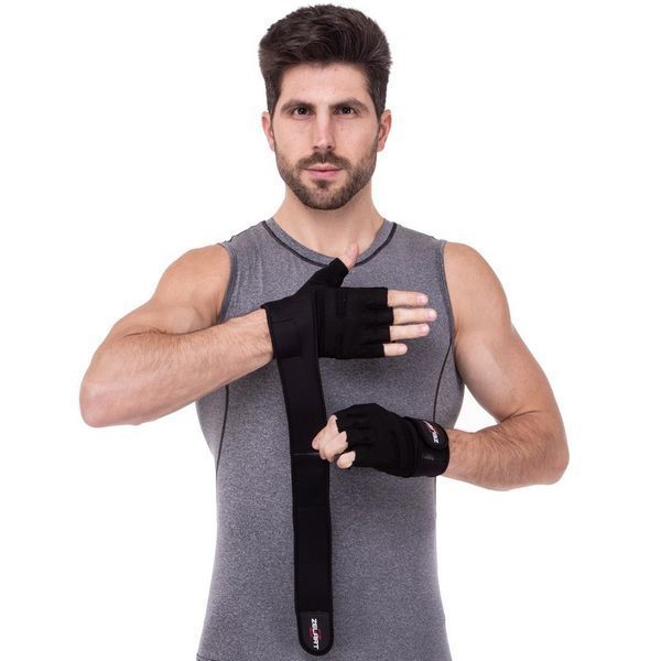 Рукавиці для фітнесу та важкої атлетики шкіряні Zelart SB-161086 S-XXL чорний M SB-161086 фото