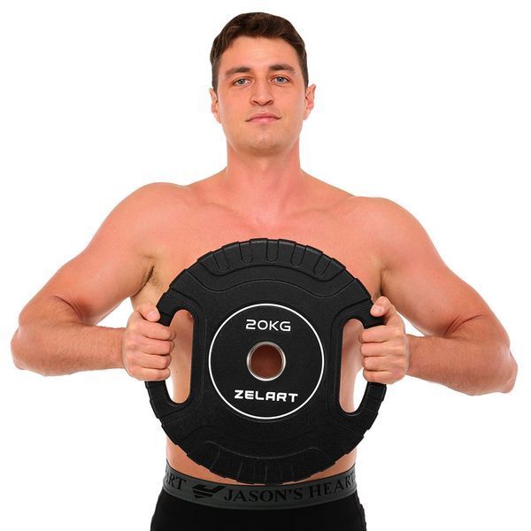 Блини диски CPU покриття 2 Handle металева втулка Zelart TA-3438-20 o51мм 20кг чорний TA-3438-20 фото
