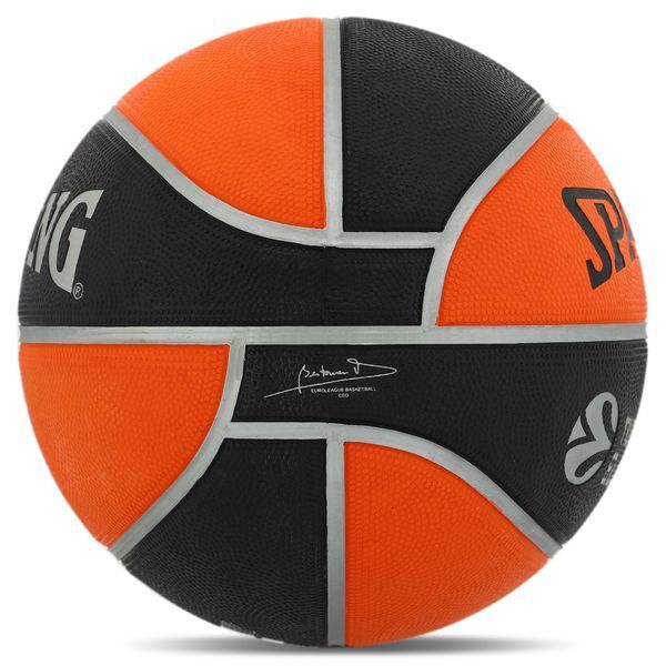 М'яч баскетбольний гумовий SPALDING TF 150 EURO TURK 84506Z розмір 7 чорний-помаранчевий 84506Z фото