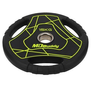 Блины диски полиуретановые с тройным хватом и металлической втулкой MD Buddy TA-9647-15 51мм 15кг черный TA-9647-15 фото