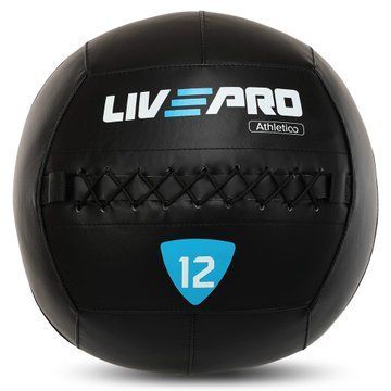Мяч набивной медицинский для кроссфита WALL BALL LiveUp LP8103-12 12кг черный LP8103-12 фото