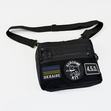 Тактическая сумка для патчей Cordura 600D &mdash; 5 карманов, мессенджер черный из ткани ws66814 фото