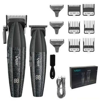 Професійний набір для стрижки волосся VGR V-640 акумуляторний Barber Combo PREMIUM. Колір: чорний ws97411 фото