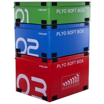 Бокс плиометрический тумба для кроссфита Плиобокс набор 3 бокса Plyo boxes Zelart FI-3635 3шт 90х75х30/45/60см зеленый, синий, красный FI-3635 фото