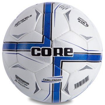 М'яч футбольний CORE CHALLENGER CR-020 №5 PU білий-синій CR-020 фото