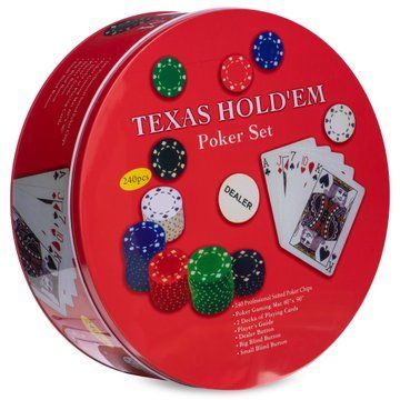 Набор для покера в круглой металлической коробке Texas Holdem Poker set SP-Sport IG-6616 240 фишек IG-6616 фото