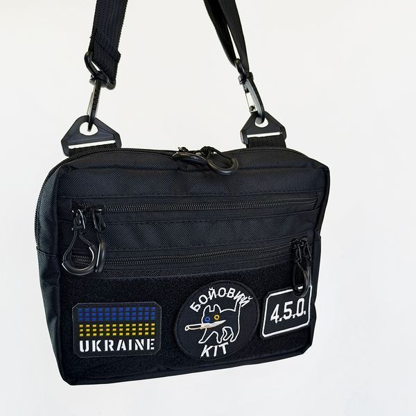 Тактическая сумка для патчей Cordura 600D &mdash; 5 карманов, мессенджер черный из ткани ws66814 фото