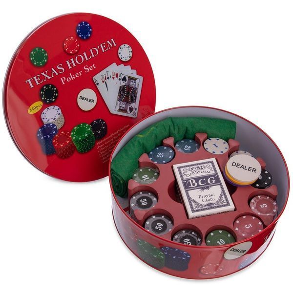 Набор для покера в круглой металлической коробке Texas Holdem Poker set SP-Sport IG-6616 240 фишек IG-6616 фото