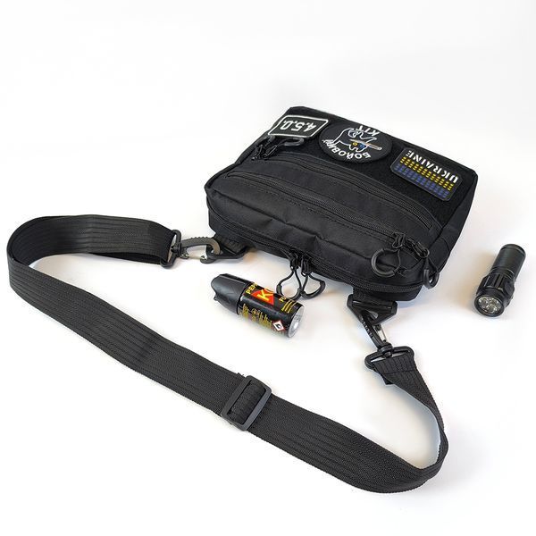 Тактическая сумка для патчей Cordura 600D &mdash; 5 карманов, мессенджер черный из ткани ws66814 фото