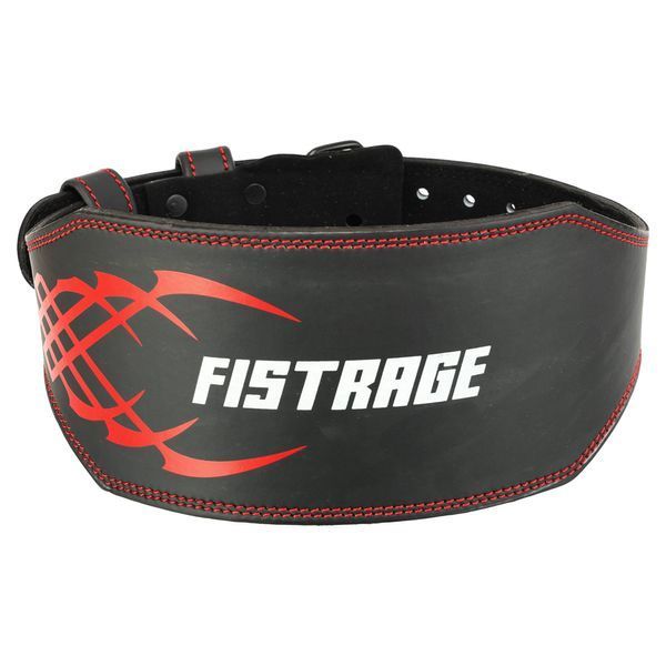 Пояс атлетический кожаный FISTRAGE VL-4343 спинка-15см размер-S-XL черный-красный S VL-4343 фото