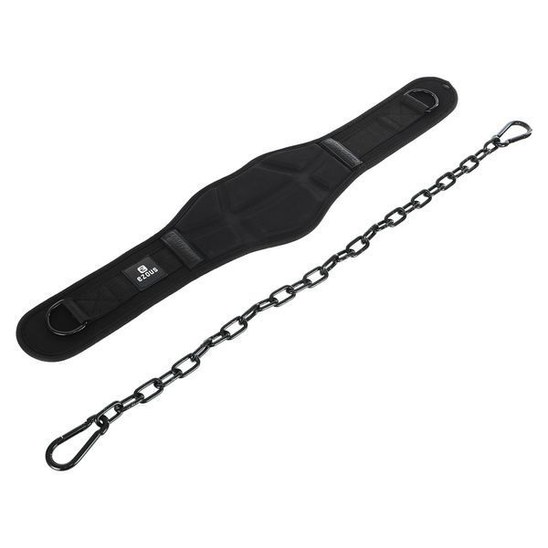 Пояс атлетический для отягощения текстильный с цепью и карабином EZOUS DIP BELT ARMOR N-01 спинка-17см черный N-01 фото