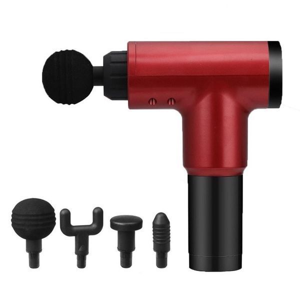 Аккумуляторный массажер Fascial Gun KH-320 портативный ручной ударный мышечный пистолет 4 насадки красный ws15677-2 фото