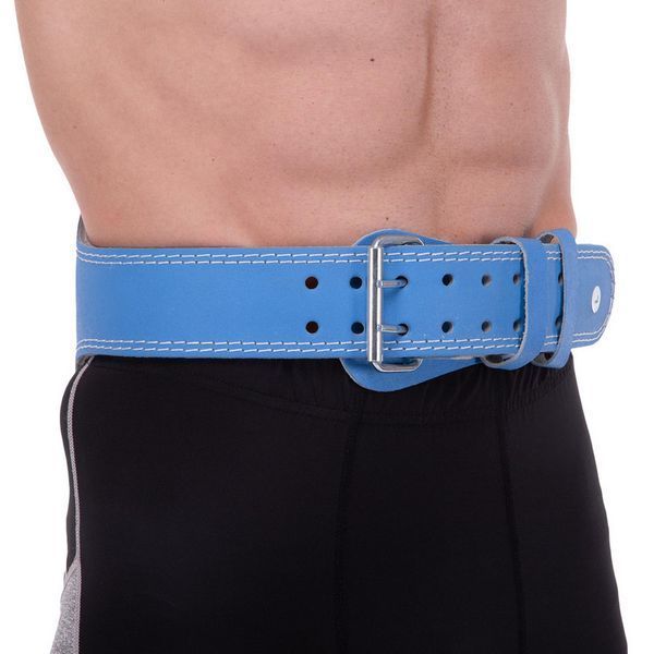 Пояс атлетический кожаный Zelart SB-165103 спинка-15см размер-XS-XXL синий SB-165103 фото