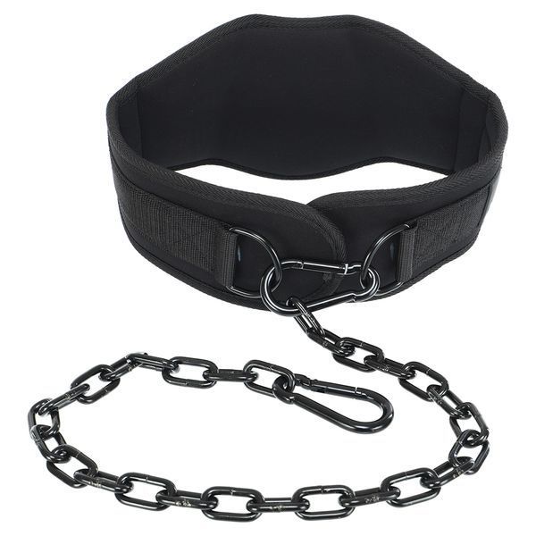 Пояс атлетический для отягощения текстильный с цепью и карабином EZOUS DIP BELT ARMOR N-01 спинка-17см черный N-01 фото