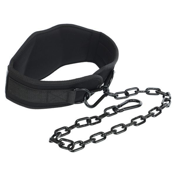 Пояс атлетический для отягощения текстильный с цепью и карабином EZOUS DIP BELT ARMOR N-01 спинка-17см черный N-01 фото