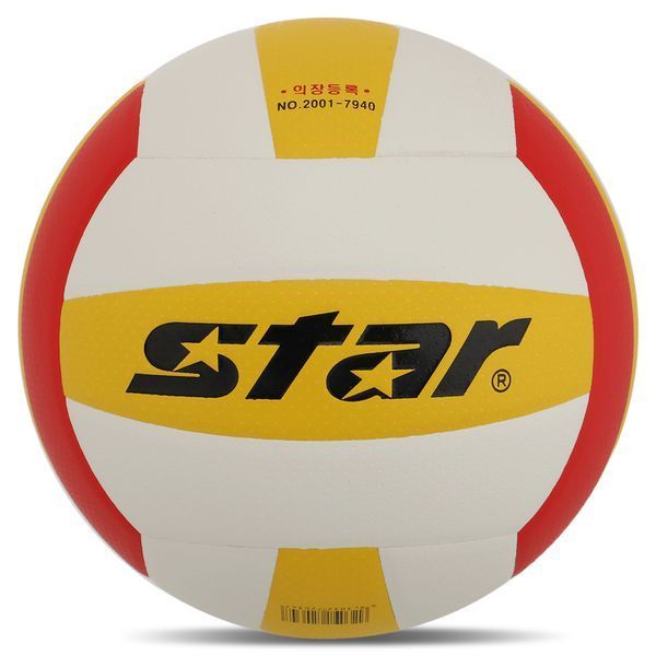 М'яч волейбольний STAR DIRECT VB4055-34 №5 PU білий-жовтий-червоний VB4055-34 фото