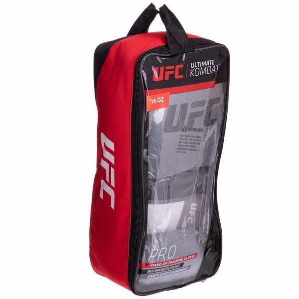 Перчатки боксерские на липучке кожаные UFC PRO Training UHK-69995 16унций серый-черный UHK-69995 фото