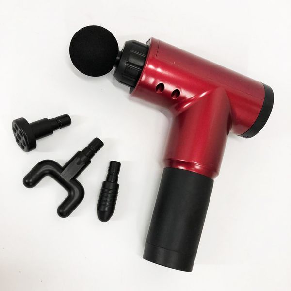 Аккумуляторный массажер Fascial Gun KH-320 портативный ручной ударный мышечный пистолет 4 насадки красный ws15677-2 фото