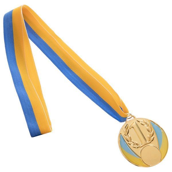 Медаль спортивная с лентой SP-Sport UKRAINE с украинской символикой C-4339 o6,5см золото, серебро, бронза C-4339 фото
