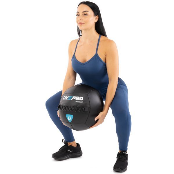 Мяч набивной медицинский для кроссфита WALL BALL LiveUp LP8103-12 12кг черный LP8103-12 фото