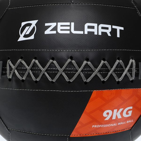 Мяч набивной медицинский для кроссфита WALL BALL Zelart TA-7822-9 вес-9кг черный TA-7822-9 фото