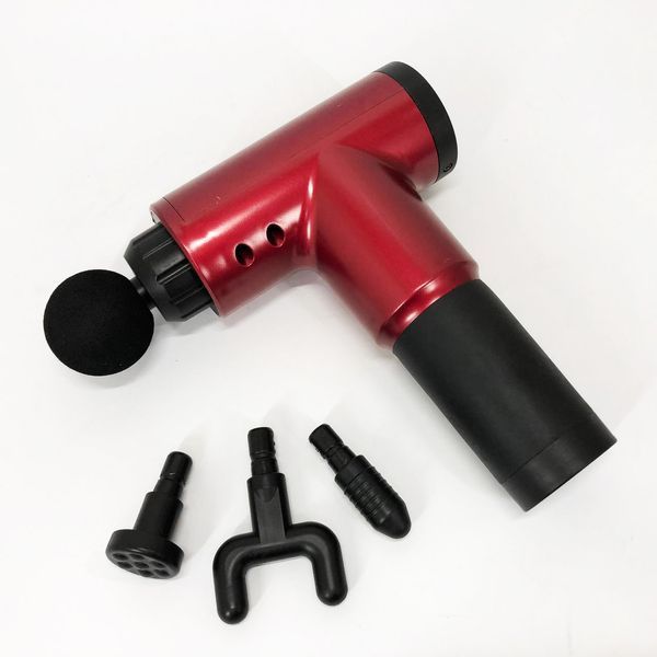 Аккумуляторный массажер Fascial Gun KH-320 портативный ручной ударный мышечный пистолет 4 насадки красный ws15677-2 фото
