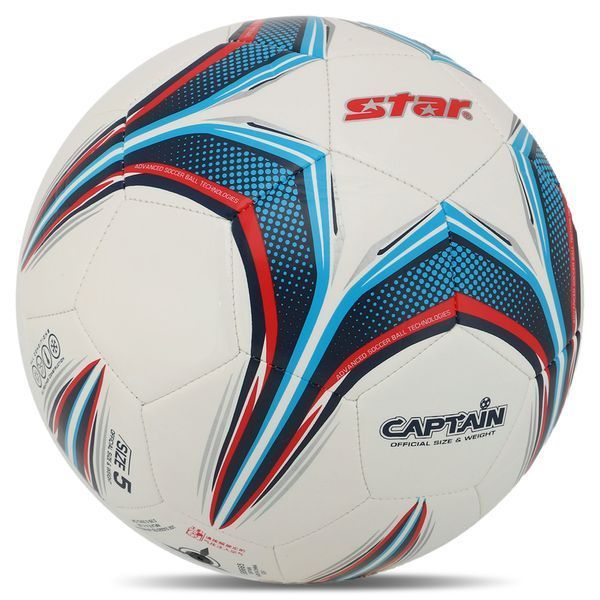 М'яч футбольний STAR CAPTAIN SB8665 №5 PU білий-синій-червоний SB8665 фото