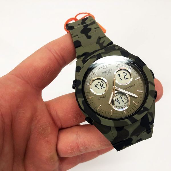 Часы наручные мужские SKMEI 2109CMGN, оригинальные мужские часы, военные мужские наручные часы зеленые ws75937 фото