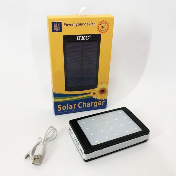 УМБ Power Bank Solar 10000 mAh мобильное зарядное с солнечной панелью и лампой, внешний аккумулятор ws44689-1-1 фото