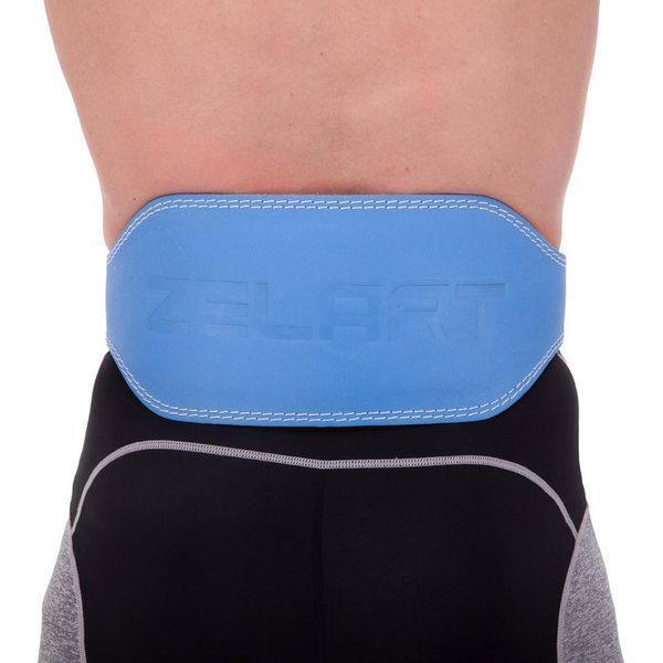 Пояс атлетический кожаный Zelart SB-165103 спинка-15см размер-XS-XXL синий SB-165103 фото