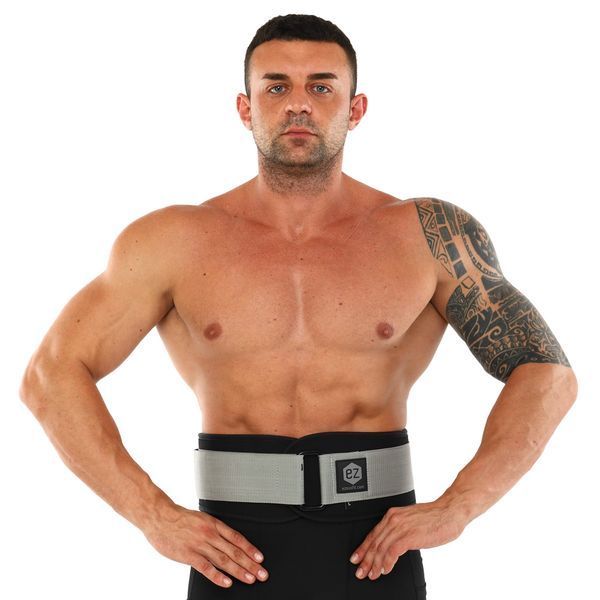 Пояс атлетический текстильный EZOUS LIFTING BELT ARMOR O-03 спинка-17см размер S-L черный-серый O-03 фото