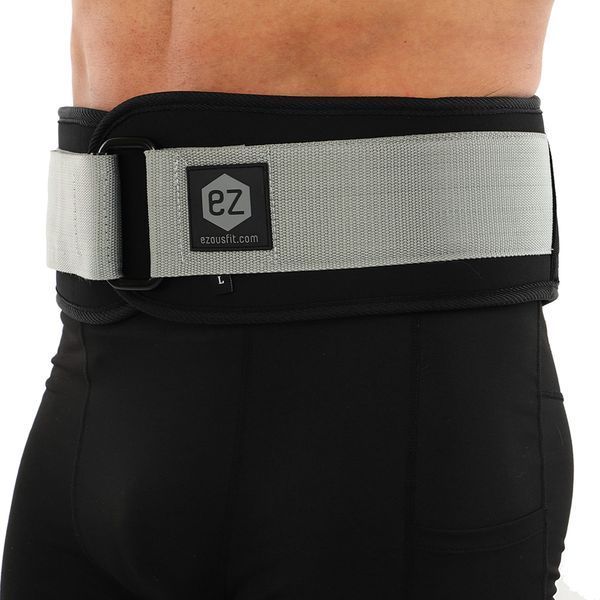 Пояс атлетический текстильный EZOUS LIFTING BELT ARMOR O-03 спинка-17см размер S-L черный-серый O-03 фото