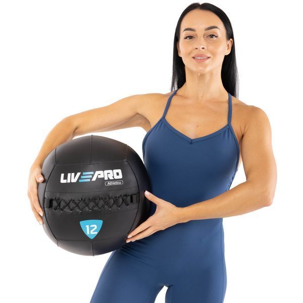 Мяч набивной медицинский для кроссфита WALL BALL LiveUp LP8103-12 12кг черный LP8103-12 фото