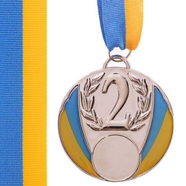Медаль спортивная с лентой SP-Sport UKRAINE с украинской символикой C-4339 o6,5см золото, серебро, бронза C-4339 фото
