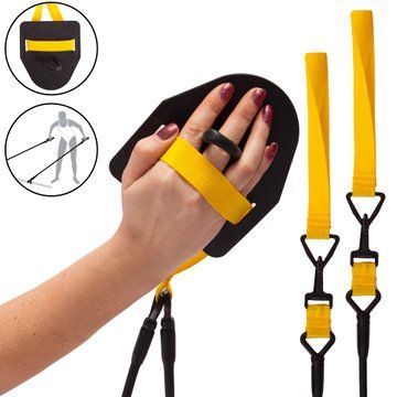 Тренажер для плавания с лопатками для тренировки гребка SP-Planeta BREASTSTROKE SWIMMING EXERCISER PL-3009 легкая нагрузка черный-желтый PL-3009 фото
