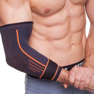 Налокотник спортивный эластичный с фиксирующим ремнем EXTREME 711CA L-XL 1шт черный-оранжевый 711CA фото